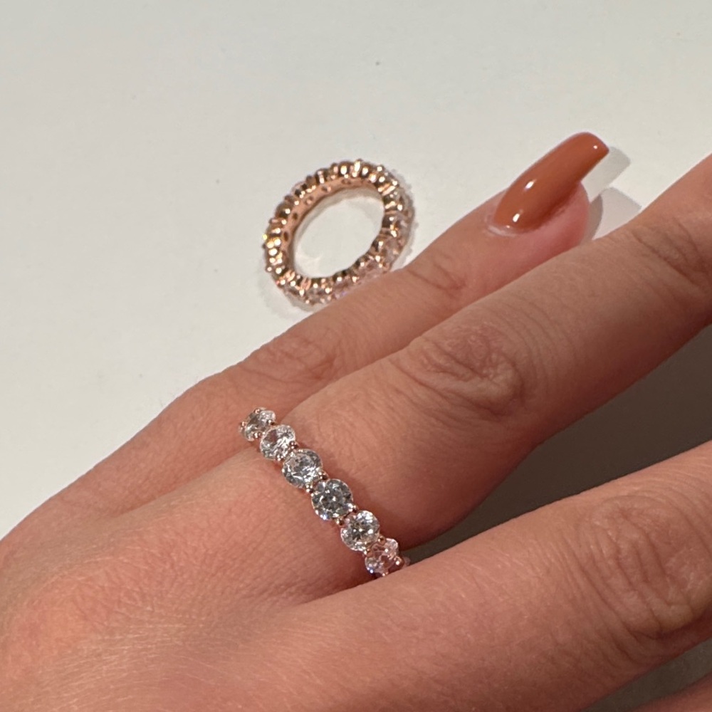 Moissanite Rose Gold Stackable Rings - Picture 4 of 6